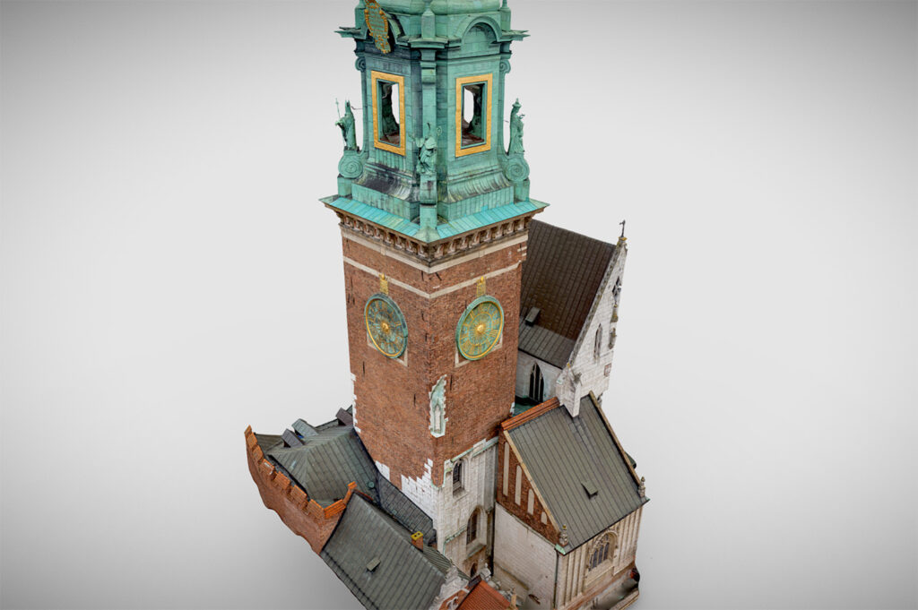 Fotogrametryczny model Wieży Zegarowej na Wawelu po renowacji